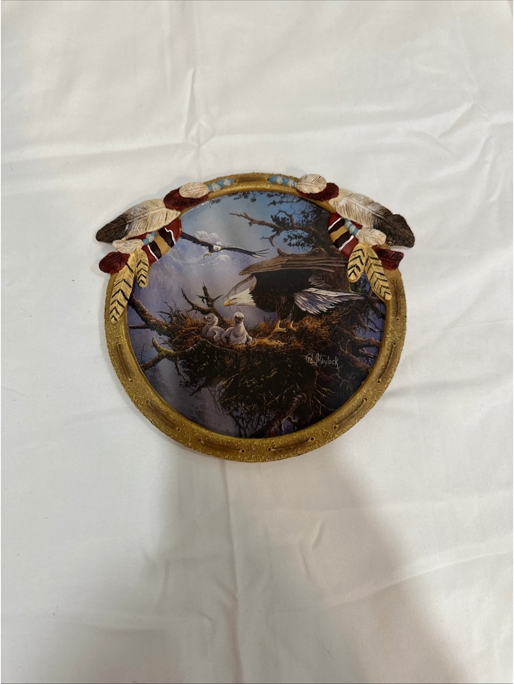 VTG Blaylock River Guardian Collectible Wall Plate with Eagle & Feathers Design